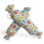 Kradyl Kroft Microfibre Set of 2 Baby Side Pillows | Baby Bolster Pillows | 100% Cotton Removable Covers | 36 X 14 Cms (Cute Dinos)