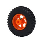 Electronic Spices 80mm X 25mm Hard Plastic Build Rubber Cover Orange Color 6mm Rod Compatible Robot Wheel Pack of 4pcs