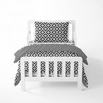 Bacati Love Unisex 4 Piece Toddler Bedding Set, Black/white