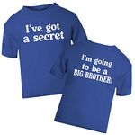 Big Brother Secret Front and Back T Shirt, Promoted to Big Bro Top, Pregnancy Announcement Baby Boys Cute Tee Gift for Son, 5-6 Years, Royal