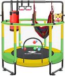 Trampoline for Kids, 5FT Adjustable for Toddler, Indoor/Outdoor Baby Trampoline with Enclosure Net, Gifts for Boys & Girls