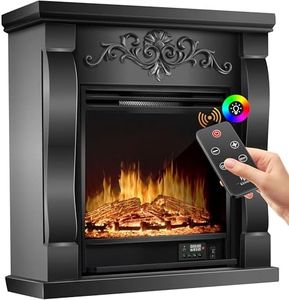 KESSER® Cheminée électrique foyer électrique - Cheminée électrique avec effet de flammes LED 3D, avec chauffage, fonction chauffage d'une puissance de 1800W, Manoir/Noir