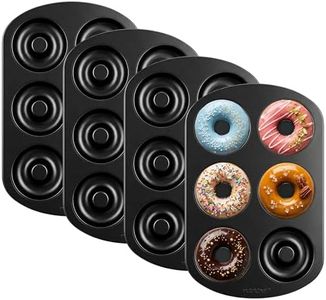 NutriChef Nonstick Donut Pans for Baking | 6 Durable & Easy to Clean Doughnut Molds | Fits Full-Sized Doughnuts | Oven Safe Up To 450F | Bake Perfect Donuts & Bagels | 12.5 x 8.5 Donut Trays | 4 Pack