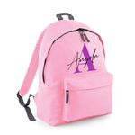 Getagift Personalised Bag Initial Name, Alphabet Name, Fashion Backpack for Nursery, Bookbags, Rucksack Shoulder Bag. (Classic Pink)