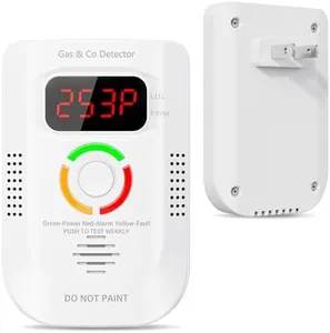 Combination Gas & Carbon Monoxide Detectors Plug in, 2-in-1 Portable Natural Gas Detector & CO Alarm with LED Digital Display, CO Detector Alarm & Natural Gas Leak Alarm for Home/Kitchen/Hotel/RV