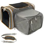 Mr. Peanut's Expandable Airline Approved Soft Sided Pet Carrier, Luxury Travel Tote with Premium Auto Self Locking Zippers, Plush Faux Fleece Bedding with Sturdy Plywood Base, 18LX10.5WX11 H