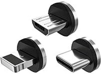 Statik Magnetic Connectors for Magnetic Charging Cable - 3-Pack USB-C, Micro USB and i-Product Magnetic Adapters for Magnetic Cable Chargers - Easily Snaps Into Place & Compatible to All Devices