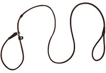 Real Leather Slip Dog Leash for Small Medium Dogs Puppies Lightweight Thin but Sturdy Adjustable Slip Lead Soft and Slim 160cm Long 0.6cm Wide (Brown)