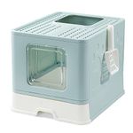 Vealind Foldable Cat Litter Box with Lid Front Entry & Top Exit XXL Extra Large Space Covered Kitty Litter Boxes Enclosure Toilet (Green)