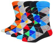 Mixsense Mens Funky Cool Colorful Funny Design Casual Combed Cotton Crew Dress Socks Pack (funky 08)