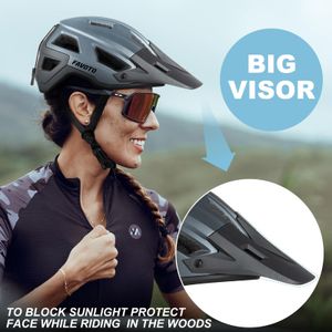 Favoto Mountain Bike Helmet, Lightweight Adjustable Black – Adult & Youth MTB Cycling, Magnetic Buckle, CE Certified, Size M
