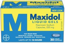 Maxidol Liquid Gels Pain Reliever - Fast Relief of Pain such as Menstrual Cramps, Headaches, Backaches, Migraine Pain and Muscle Pain, 220mg Naproxen Sodium (30 Liquid Capsules)