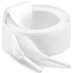 WEGOODZF Flat Satin Ribbon Shoelaces: 2 Pairs of 2CM Wide 100CM Long White Silk Shoe Laces for Trainers Pumps Sneakers