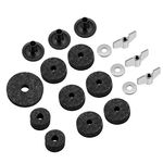 Flexzion 18-Piece Cymbal Accessories Kit - Includes Cymbal Felts and Sleeves with Base, Wing Nuts, Washers, & Hi-Hat Cup & Clutch Felts for Mounting & Securing Cymbals on Drum Sets (Gray)