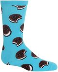 Hot Sox Kids' Big Fun Food & Drink Crew Socks-1 Pair Pack-Cool & Cute Casual Boys and Girls Gifts, Sandwich Cookie (Sky Blue), Large-X-Large