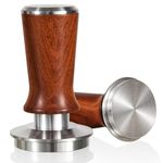 53.3mm Espresso Hand Tamper, MATOW Calibrated Spring Loaded Coffee Tamper with Stainless Steel Ripple Base, 30lbs Espresso Tamper with Red Rosewood Handle Compatible with Breville 54mm Portafilter