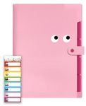 NISUN 5 Pockets File Organizer, Expanding File Folder, Accordion Document Organizer, Button Folder, A4 Portable Accordion file, Paper/Bill/Receipt Holder (Pink)