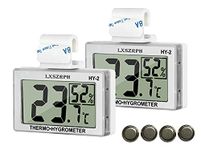 GXSTWU Reptile Hygrometer and Thermometer High LCD Display Digital Reptile Tank Hygrometer Thermometer with Hook and Loop Temperature Humidity Meter Gauge Tanks, Terrariums, Vivariums (2 Packs)