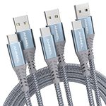 USB C Cable,3Pack [10ft + 3.3ft + 6.6ft]3A Fast Charging Cord USB Quick Charger Type C Cable,Nylon Braided USB A to USB C Cable for Samsung Galaxy S10 S9 Note10 9 8, LG V20 G6