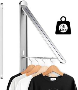 SunEegral Wall Mounted Clothes Drying Rack - Foldable Aluminium Hanging Rod for Laundry Room Organization,Space-Saving Design, Collapsible, 65 lbs Capacity (Silver)