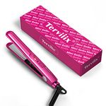 Terviiix Mini Flat Iron for Travel, 1/2'' Small Hair Straightener, Small Flat Irons for Short Hair/Bangs, 0.5'' Portable Ceramic Straightening Irons, Dual Voltage, Pouch Included, Compact Size, Pink