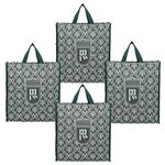 Double R Bags Reusable Shopping Bags Kitchen Essentials/Grocery Bag/Vegetable Bag/Carry Bag with Handles Multi-Purpose Bag I Multiple Stylish Designs (Pack of 4)