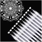 Dyvicl White Gel Pens, 0.8 mm Fine Pens Gel Ink Pens for Black Paper Drawing, Sketching, Illustration, Adult Coloring, Journaling, Set of 12