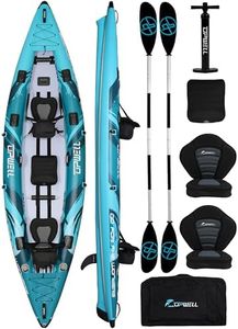 Angler 14'6" Inflatable Fishing Kayak with Drop Stitch Floor 2-3 Person Adult Blow up Kayaks Foldable Pedal Boat Canoe, Blue