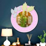PRISHA'S ART STUDIO Wall Decor, Hanging Mirror, Wall Art for Home & Office, Best for Gifts-(20 Inch X 20 Inch),Pink Colour-MDF Board