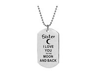 SBI Jewelry Women Love Sister Pendant Necklace Dog Tag I Love You To The Moon And Back Mom Daughter Best Friends Granddaughter Wife Girlfriend Grandma Birthday Family Anniversary