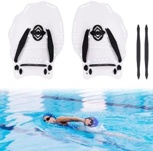 Hikeen Swim Paddle Hand for Adult and Junior, Training Hand Paddles With Adjustable Straps for Swimming (Medium 8.52 x 6.02 in, White)