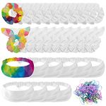 31 Pcs White Hair Accessories for Tie Dye Party Supplies Including 10 Pcs White Scrunchies 10 Pcs Bow Hair Ties 10 Pcs Elastic Headband 1 Pack Rubber Bands for Women Girls DIY Tie Dye