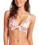 Seafolly Women's Banded Longline Triangle Bikini Top Swimsuit, Silk Road Parfait Pink, 8
