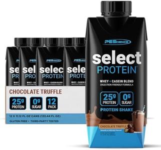 PEScience Select Protein Shake RTD, 25g Whey and Casein Blend, High Protein Drink, Gluten Free, Keto Friendly, 0g Sugar, Low Carb Ready to Drink Meal Replacement, Chocolate Truffle - Pack of 12