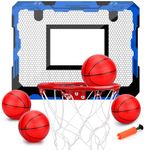 Umnodobn Indoor Mini Basketball Hoop Set with Larger 9 Inch Dunk Rim for Ages 1-3, Wall-Mount Basketball Hoop Toy with 4 Balls, Basketball Gifts for 5 6 7 8 9 10 11 12 Year Old Boys Girls Kids Teen