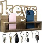 EXCELLO GLOBAL PRODUCTS Rustic Keys Wall Mounted Hanging Entryway Organizer with 4 Hooks. 13" x 9" Use as hat Organizer, Key Holder, Mail sorter. Perfect for Entryway, Kitchen, Bathroom, Hallway