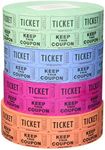 Indiana Ticket Company 56759 Raffle Tickets, (4 Rolls of 2000 Double Tickets) 8, 000 Total 50/50 Raffle Tickets, (Assorted Colors)