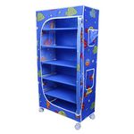 Little One's 6 Shelves Baby Foldable Wardrobe | Aquatic Blue (Made in India) - Fabric