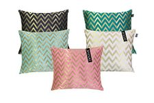 EVERIA® Jacquard Silk Designer Printed Cushion Cover Throw Pillow 5 pc Set 16x16 inches (40x40cms) (Multicolor)