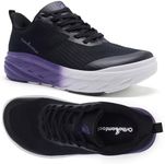 Women's Orthopedic Diabetic Wide Sneakers: Fashion Cushion Plantar Fasciitis Therapeutic Comfortable Shoes, LightWeight Casual Arch Support Pain Relief Ladies Trip Sneakers Black Purple Size 11