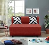 Cloudyfeel Leg Sofa Cum Bed Sofa | 2 Seater | Sofa Bed 4X6 Feet, Foldable Sofa Bed with Cushion for Living Room - Jute Fabric - Red Color