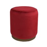 ShadowKart Ottoman Pouffes Sitting Mudda Puffy Stool for Living Room Dressing Table Pouf Round Footstool for Office Home Decor, Holland Velvet Drum, 16x16x18 Inch (Black Patti Star-Maroon)