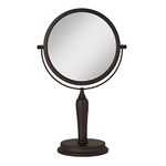 Anaheim by Zadro Swivel Round Vanity Mirror, 2 Glass Magnification, Beauty Makeup Hairstyle for Bedroom Bathroom Tabletop or Counter Top (5X/1X, Oil-Rubbed Bronze)