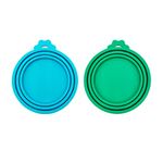 Peslogy 2pcs Universal Silicone Tin Can Lids Pet Food Can Cover Can Lids Pet Dog Cat Food Storage Can Tin Covers Lid Top 1 Fit 3 Standard Size (Blue and Green)