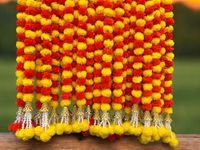 KRATI EXPORTS 5 Pc 5 feet Long Marigold Garland for Decoration Long Strands Artificial Marigold Flowers | Indian Décor for Pooja | Wedding | Christmas | Diwali Decor