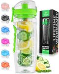 Brand: Zulay Kitchen Zulay (34oz Capacity) Fruit Infuser Water Bottle With Sleeve - BPA Free Anti-Slip Grip & Flip Top Lid Infused Water Bottles for Women & Men - Water Infusion Bottle With Cleaning Brush