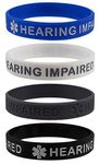 Max Petals Hearing IMPAIRED Medical Alert ID Silicone Bracelet Wristbands 4 Pack