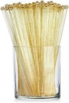 BLUE PANDA 100 Pack Gold Swizzle Sticks for Cocktails, 6.5 Inches Long, Plastic Drink Stirrers for Coffee Bar, Mixed Drinks, Cake Pops