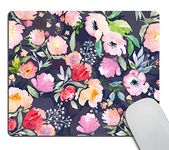 Smooffly Gorgeous Watercolor Pink Flowers Pattern Decorative Mouse Pad, Vintage Floral Mousepad Custom Romantic Floral Painting Art Mouse Pads