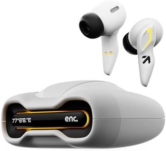 GOBOULT Astra Truly Wireless in Ear Earbuds with 48H Playtime, Built-in App Support, 45ms Low Latency Gaming, 4 Mics ENC, Breathing LEDs, 13mm Bass Drivers, TWS Ear Buds (White Opal)